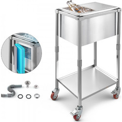 Ψυγείο VEVOR Rolling Ice Chest, 20"Μ x 14"Π x 38"Υ (510 x 360 x 970 mm) από ανοξείδωτο ατσάλι με ρόδες, 28L Stand Up Cooler εξωτερικού χώρου με ράφι, για μπαρ πάρτι σε αίθριο ή πίσω αυλή