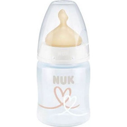 Nuk First Choice+ Πλαστικό Μπιμπερό με Θηλή Καουτσούκ κατά των Κολικών 0-6m Hearts White 150ml