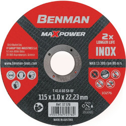 Benman MaxPower TOPCUT Δίσκοι Κοπής INOX Black,Silver 115mm x 1mm