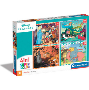 Παιδικό Puzzle Clementoni Super Color Disney Classic 4 In 1 12 + 16 + 20 + 24 Κομμάτια