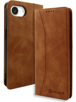 Bodycell PU Leather Book Θήκη Brown (iPhone 16e)