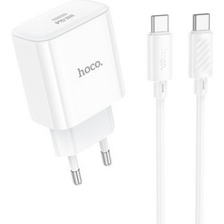 Hoco Φόρτισης C76A Pro με Θύρα Type C+1m Καλώδιο Type C- Type C PD 30W QC 3.0 λευκό