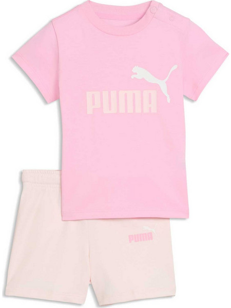 Puma Minicats Essentials Tee and Shorts Βρεφικό Σετ για Κορίτσι Καλοκαιρινό Ροζ 686285-75
