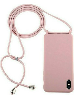 Θήκη Σιλικόνης Candy Color TPU με Κορδόνι για iPhone XS Max - Ροζ