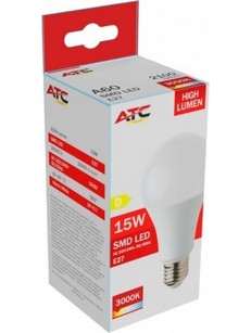 ATC SMD LED High Lumen Λαμπτήρας A60 230V 15W/2100LM E27 3000K