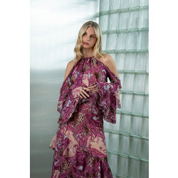 Top Rose Ruffle Με Print Melika Φούξια