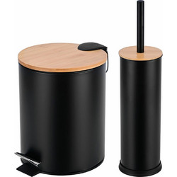 Σετ Μπάνιου Bamboo Essentials - Κάδος Απορριμμάτων 7L & Πιγκάλ, Μαύρο 02-35631