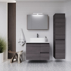 Έπιπλο μπάνιου βάση μελαμίνη και πάγκο solid surface Plasma 80 Faturini Χωρίς νιπτήρα