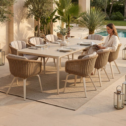 HomeMarkt Victus Σετ Τραπεζαρία Κήπου Αλουμίνιο 9τμχ Μπεζ HM10864.02