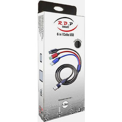 Καλώδιο USB 6-σε-1 RP 1,5m - USB-A & USB-C σε Micro/Type-C/Lightning & Νάιλον
