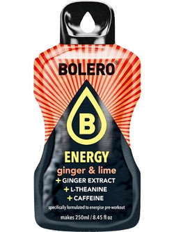 Bolero Energy Ginger & Lime (Τζίντζερ & Μοσχολέμονο) Ενεργειακό Ρόφημα χωρίς Ζάχαρη σε Σκόνη 7gr