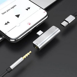 Hoco Αντάπτορας 2 Σε 1 USB-C Σε USB-C Και 3.5mm 1.5A LS26 Ασημί 705884