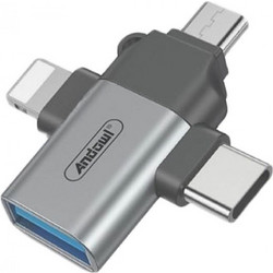 Μετατροπέας OTG 3 Σε 1 Borofone V26D Lightning / USB-C / Micro USB Male Σε USB-A Female