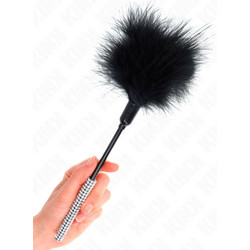 Kink Tickle Feathers with Rhinestone Handle 27cm Black