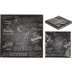 Χαρτοπετσέτες Urban Bakery Τρίφυλλες Μαύρο 33x33cm Σετ 20Τμχ