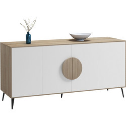 Homemarkt ΜΠΟΥΦΕΣ SAVORE HM18368.11 ΜΕΛΑΜΙΝΗ SONAMA/ΛΕΥΚΟ-ΜΑΥΡΑ ΜΕΤΑΛ.ΠΟΔΙΑ 180x35.5x82Υεκ
