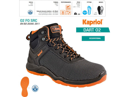 Kapriol DART02 Μποτάκια Εργασίας S0 Αδιάβροχα Μαύρα Πορτοκαλί