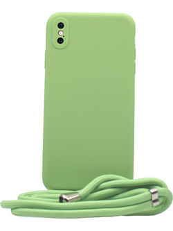 Liquid Silicon Case Με Κορδονι For iPhone XS MAX Green