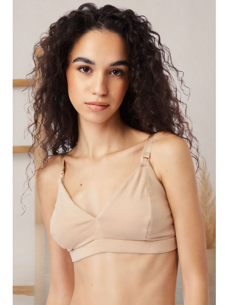 Βαμβακερό Σουτιέν Θηλασμού Bralette με Κλιπ Χωρίς Μπανέλες 9065B-524 - NUDE