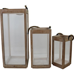 GAMAR ΦΑΝΑΡΙ SET 3ΤΜΧ 25x25x60cm ΞΥΛΟ ΦΥΣΙΚΟ ΓΥΑΛΙ LIBERTA 028419
