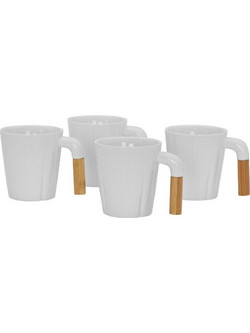 NORDIC ΚΟΥΠΑ SET 4ΤΜΧ 23x23x9cm ΠΟΡΣΕΛΑΝΗ ΛΕΥΚΟ ΦΥΣΙΚΟ BAMBOO LIBERTA 030014