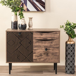 ΚΟΜΟΤΑ Fylliana Home ΜΑΥΡΟ ΜΕ GREY OAK 90x39.5x75εκ