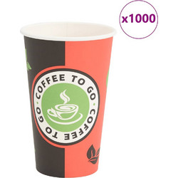 vidaXL Χάρτινα κύπελλα 1000 τεμάχια 12oz 300ml Κόκκινο και μαύρο - Καφέ, 400 ml
