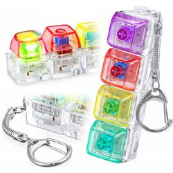 Mini Mechanical Keyboard Keychain Led Lights Antistress Clicky Fidget Toy 8cm