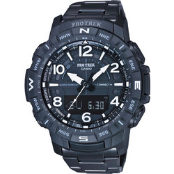 Casio Pro Trek Ανδρικό Ρολόι Χρονογράφος με Μπλε Μεταλλικό Μπρασελέ PRT-B50YT-1ER