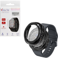 Volte-Tel Edge Cover Πλαστική Θήκη Tempered Glass για Samsung Galaxy Watch 8 Classic 46mm Μαύρη