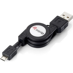 Equip Retractable USB 2.0 to micro USB Cable Μαύρο 1m (128595)