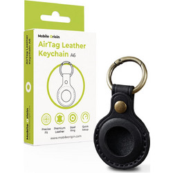 Mobile Origin AirTag Leather Keychain A6 - Black (MO-ALK-BLK)