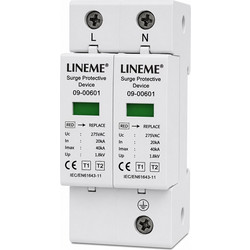 Αντικεραυνικό Πίνακα AC T1+T2 2P 275VAC In 20kA Imax 40kA LINEME 09-00601