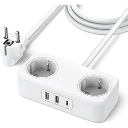 Ugreen Πολύπριζο 2x EU AC 220V, 2x USB-A 18W, USB-C 30W, 1.8m - Λευκό