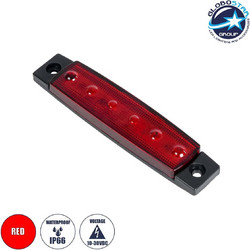 GLOBOSTAR(R) SIDEMARKER 79901 Φώτα Όγκου Οχημάτων LED 1.5W 75lm 120 DC 10-30V Αδιάβροχο IP66 Κόκκινο - 6 x SMD2835 Sanan Chip - Μ9.5 x Π2 x Υ1.1cm