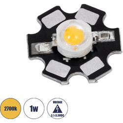 STARCHIP 73743 High Power Star LED 1W 80lm 90 DC 3.2V IP20 Θερμό Λευκό 2700K Dimmable - Sanan Chip - Μ2 x Π2 x Υ0.6