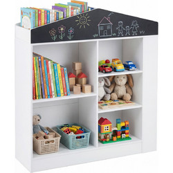Costway Παιδική βιβλιοθήκη Montessori σε σχήμα σπιτιού με μαυροπίνακα και 11 ράφια, λευκή, 102 x 30 x 94 cm TP10400WH