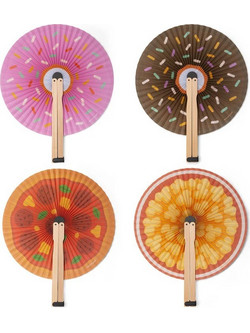 *ΧΑΡΤΙΝΗ ΒΕΝΤΑΛΙΑ KIKKERLAND FOLDING PAPER FAN ΣΕ 4 ΣΧΕΔΙΑ FOOD FA20