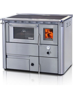 Senko C-35 Inox Mat Ξυλόσομπα Καλοριφέρ Αερόθερμη με Φούρνο