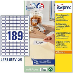 ΕΤΙΚΕΤΕΣ AVERY ΑΦΑΙΡΟΥΜΕΝΕΣ I+L+C25,4 x 10MM 189 ΦΥΛΛΟ ΠΑΚΕΤΟ 25 ΦΥΛΛΩΝ + 5 ΔΩΡΟ