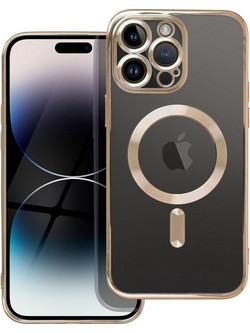 Forcell iPhone 14 Pro MagSafe Electro Θήκη Με Πλαίσιο Σιλικόνης Διάφανη - Gold