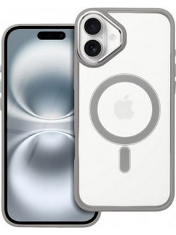 Forcell iPhone 16 Plus MagSafe Color Edge Θήκη Με Πλαίσιο Σιλικόνης Διάφανη - Grey