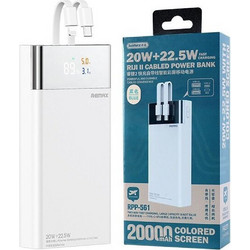 Remax RPP-561 Power Bank 20000mAh με 2 Θύρες USB-A Power Delivery White