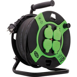 REV Cable Drum Resin 40m IP 44 4-fold black green