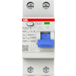 Abb F202 A-40/0,1 Αντιηλεκτροπληξιακό Ρελέ Διαρροής 2P 40A 100mA 46515