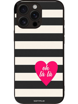 Sonique Stripe Stories Series Θήκη Oh La La Black (iPhone 16 Pro Max)