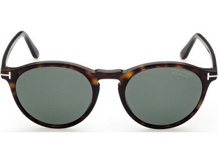 Tom Ford FT0904 52R Ανδρικά Γυαλιά Ηλίου Στρογγυλά Κοκάλινα Ταρταρούγα με Πράσινο Polarized Φακό