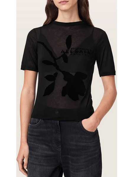 ALL SAINTS ATHEA SHEER TEE W031JF-BLACK Black
