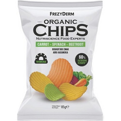 Frezyderm Organic Chips Βιολογικό Σνακ Λαχανικών με Καρότο, Σπανάκι & Παντζάρι, 85g