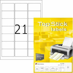 Topstick 2100 Αυτοκόλλητες Ετικέτες Α4 Ορθογώνιες 63.5x38.1mm (8699)